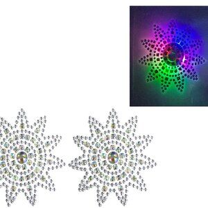 Led Light Up Pasties Star Sun, Nipple Covers, EDC Outfit, REUSABLE RHINESTONE